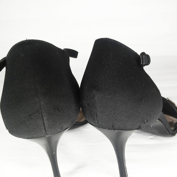 Rodo Black Jeweled Strappy Satin Heels Size 10 - Picture 6 of 7